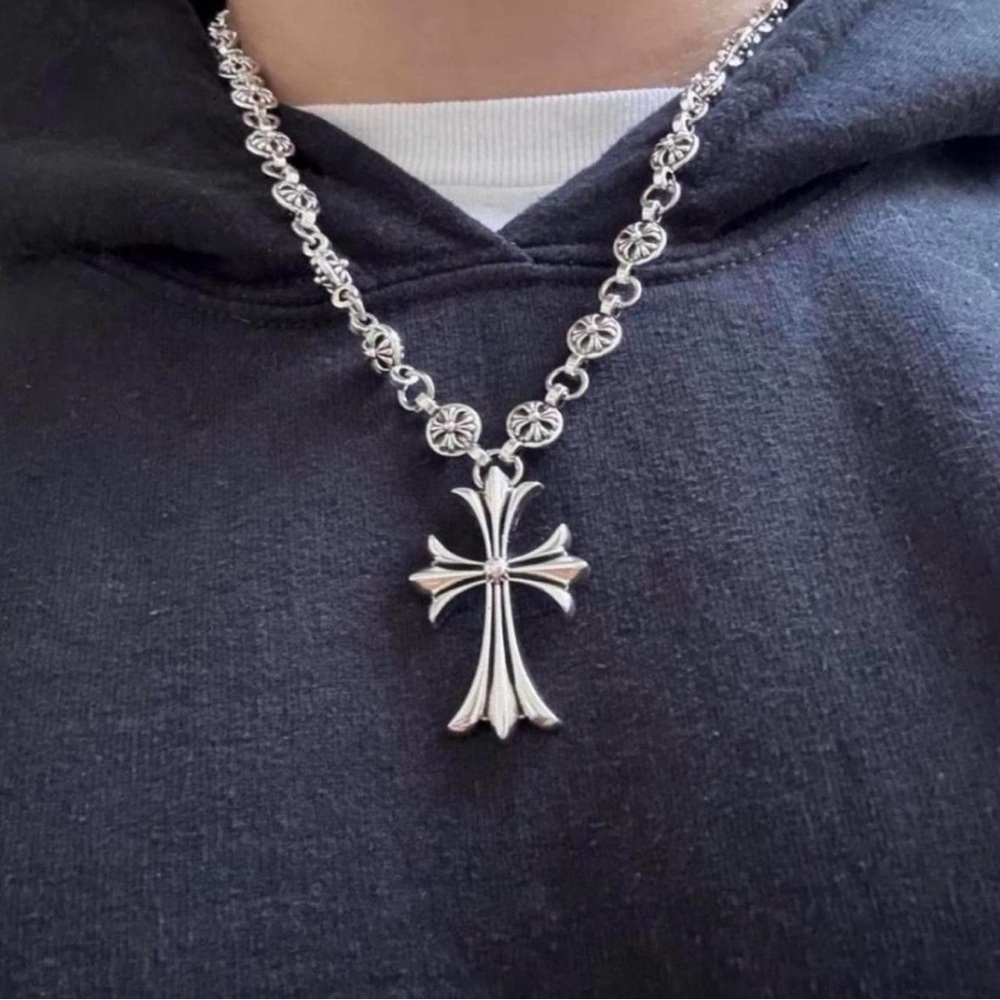 Vintage Chrome Hearts Style Cross Pendant Necklace. - Picture 3 of 4